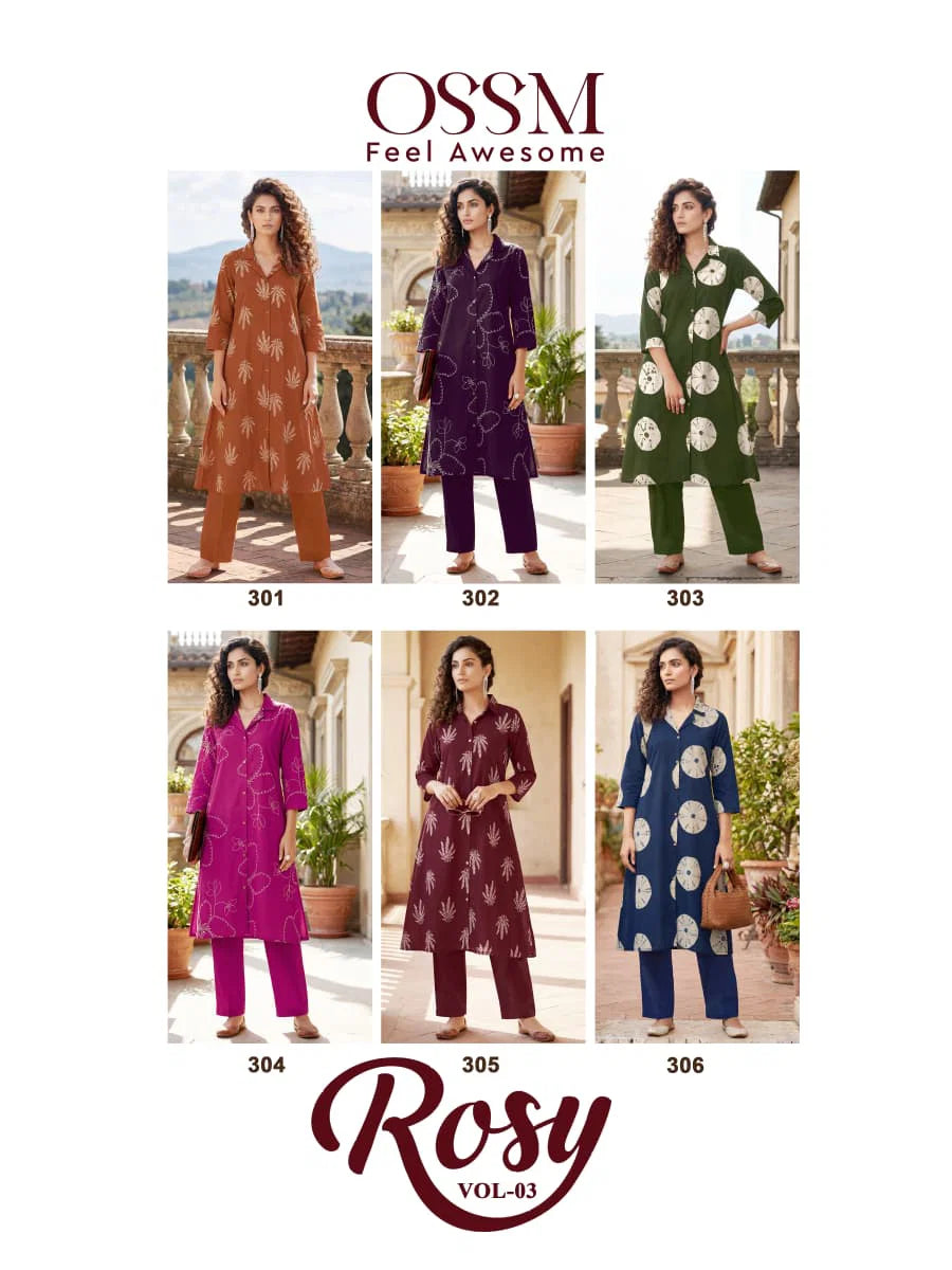 Ossm Rosy Vol 03 Cotton Dishcharge Printed Kurti With Bottom