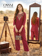 Ossm Sara Vol 2 Dhabu Cotton Embroidered Co Ord Set Collection