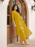 Ossm Sargam Cotton Embroidered Kurti With Bottom Dupatta