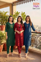 Ossm Style 1210 Premium Cotton Dhabu Handworked Kurti With Bottom Collection