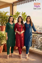 Ossm Style 1210 Premium Cotton Dhabu Handworked Kurti With Bottom Collection
