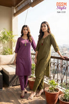Ossm Style 1210 Premium Cotton Dhabu Handworked Kurti With Bottom Collection