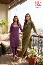 Ossm Style 1210 Premium Cotton Dhabu Handworked Kurti With Bottom Collection