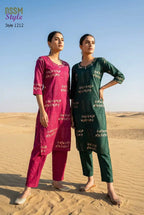 Ossm Style 1212 Cotton Dhabu Discharge Printed Kurti With Bottom Collection