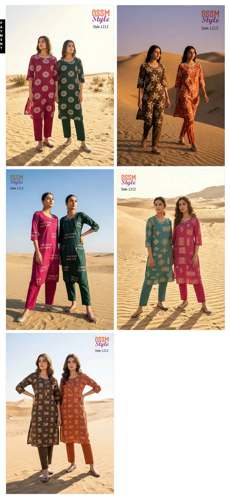 Ossm Style 1212 Cotton Dhabu Discharge Printed Kurti With Bottom Collection