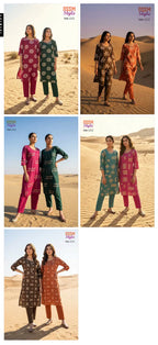 Ossm Style 1212 Cotton Dhabu Discharge Printed Kurti With Bottom Collection