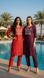 Ossm Style 1215 Dhabu Cotton Embroidered Kurti With Bottom Collection