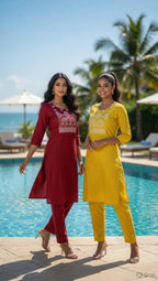 Ossm Style 1215 Dhabu Cotton Embroidered Kurti With Bottom Collection