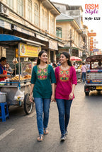 Ossm Style 1222 Cotton Dhabu Embroidered Short Top Collection