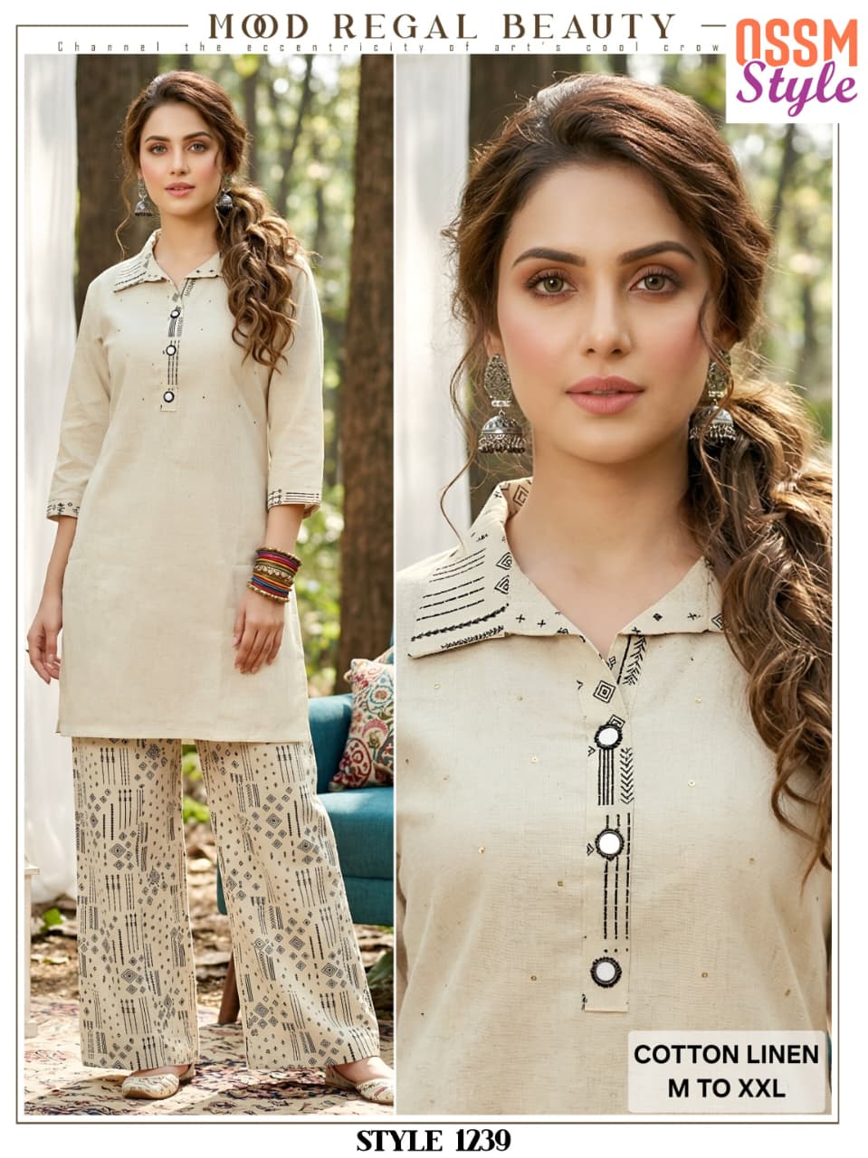 Ossm Style 1239 Cotton Linen Co Ord Set Collection