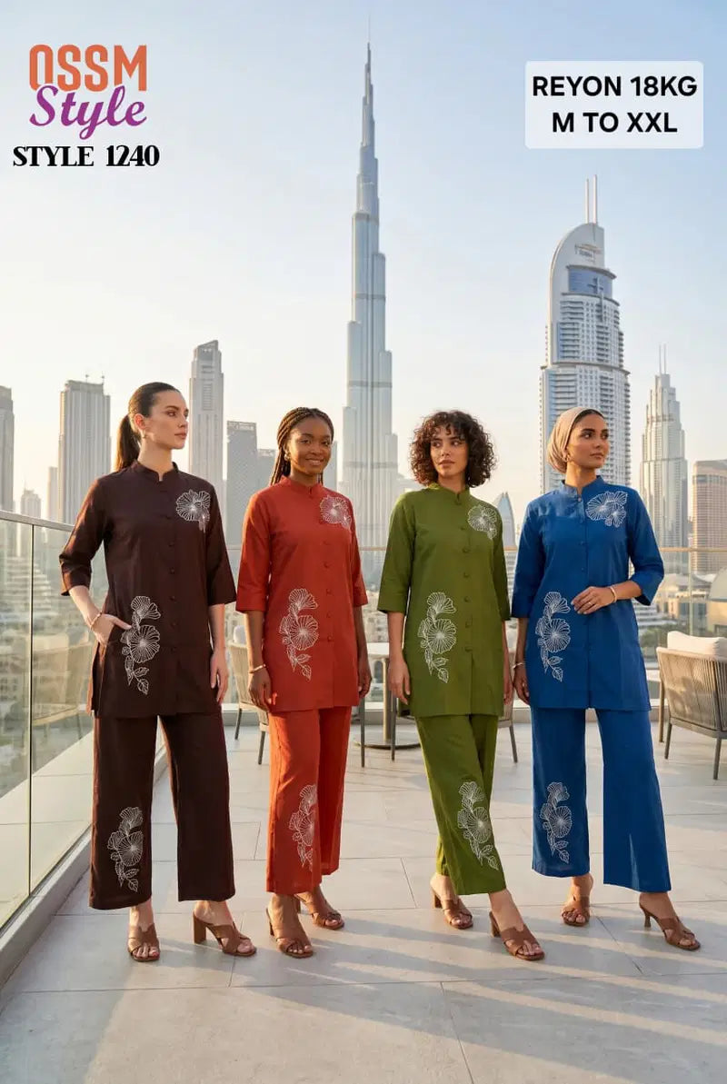 Ossm Style 1240 Rayon Thread Wokred Co Ord Set Collection