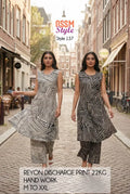 Ossm Style 137 Rayon With Discharge Printed Kurti With Bottom Collection