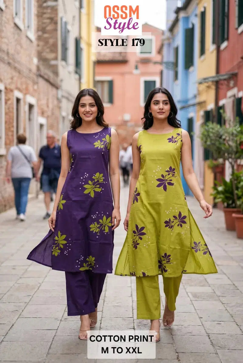 Ossm Style 179 Cotton Printed Kurti With Bottom