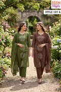 Ossm Style 197 A And B Cotton Discharge Printed Kurti With Bottom Dupatta
