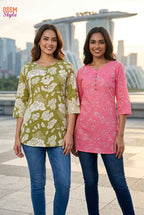 Ossm Style 198 Cotton Printed Short Top Collection