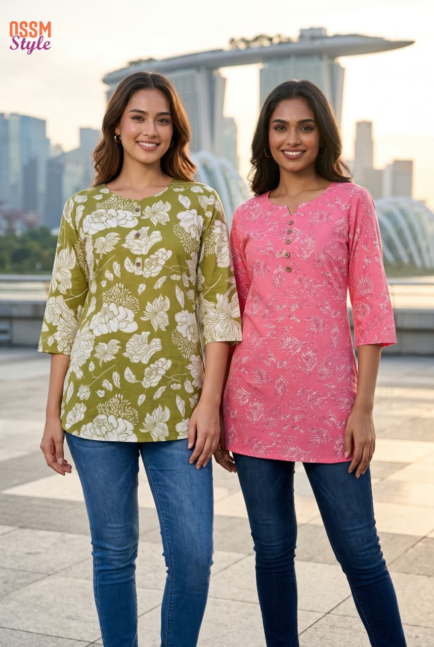 Ossm Style 198 Cotton Printed Short Top Collection