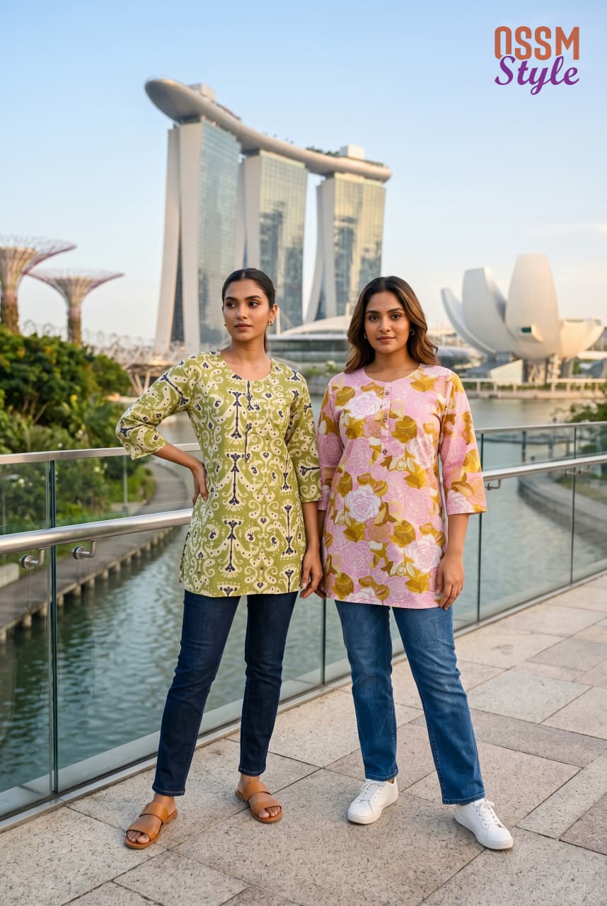 Ossm Style 198 Cotton Printed Short Top Collection