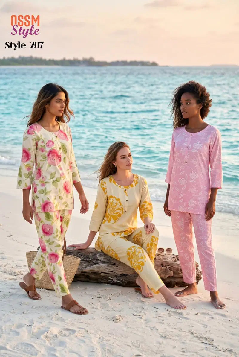 Ossm Style 207 Rayon Discharge Printed Co Ord Set Collection