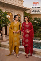 Ossm Style 210 Rayon Discharge Printed Kurti With Bottom Dupatta