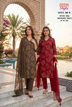 Ossm Style 210 Rayon Discharge Printed Kurti With Bottom Dupatta