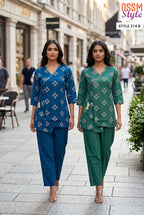 Ossm Style 214 A To C Cotton Print Hand Worked Co Ord Set Collection