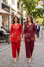 Ossm Style 214 A To C Cotton Print Hand Worked Co Ord Set Collection