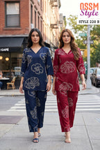 Ossm Style 220 A To C Rayon Discharge Printed Co Ord Set Collection