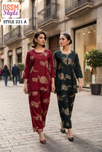 Ossm Style 221 A To C Rayon Discharge Printed Co Ord Set Collection