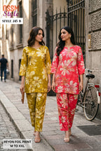 Ossm Style 245 A To C Rayon Foil Printed Co Ord Set Collection