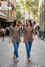 Ossm Style 249 A To E Ajrakh Printed Short Top Collection