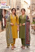 Ossm Style 275 Dhabu Cotton Embroidered Kurti With Bottom Dupatta