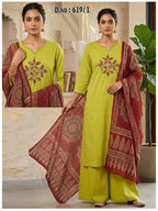 Ossm Style 619 Dhabu Cotton Patch Worked Kurti With Bottom Dupatta