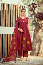 Ossm Style Mahiya Vol 2 Cotton Dhabu Hand Worked Kurti With Bottom Dupatta