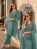 Poonam P 80 A To D Viscose Silk Beads Work Kurti With Bottom Dupatta