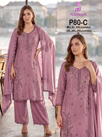 Poonam P 80 A To D Viscose Silk Beads Work Kurti With Bottom Dupatta