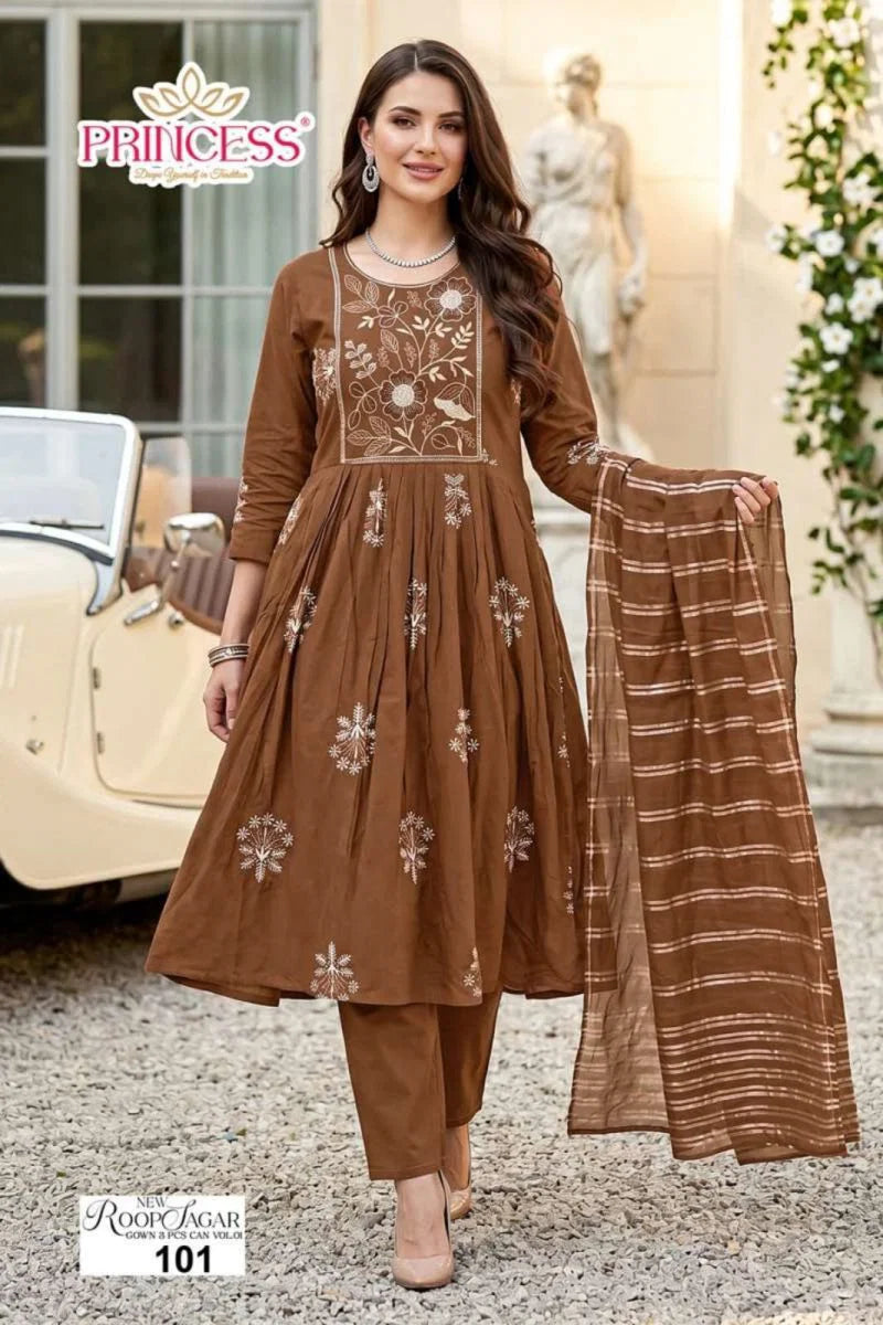 Princess New Roop Sagar Rayon Handworked Kurti With Set Collection
