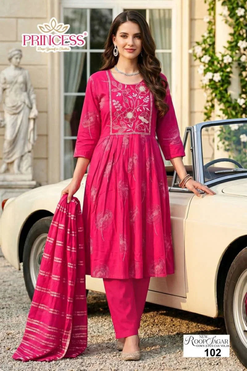 Princess New Roop Sagar Rayon Handworked Kurti With Set Collection