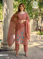 Raahi Vol 2 By Passion Tree Roman Silk Embroidered Kurti With Bottom Dupatta