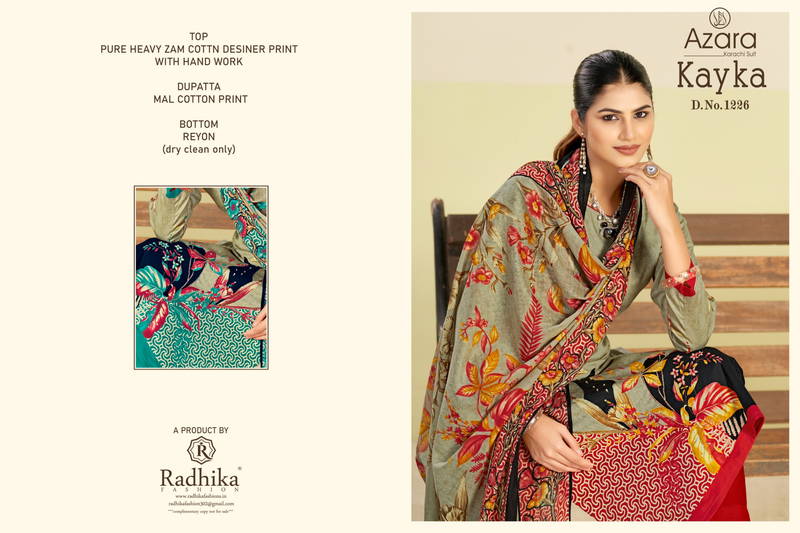 Radhika Azara Kayka 1226 A To D Zam Cottom Designer Printed Salwar Kameez