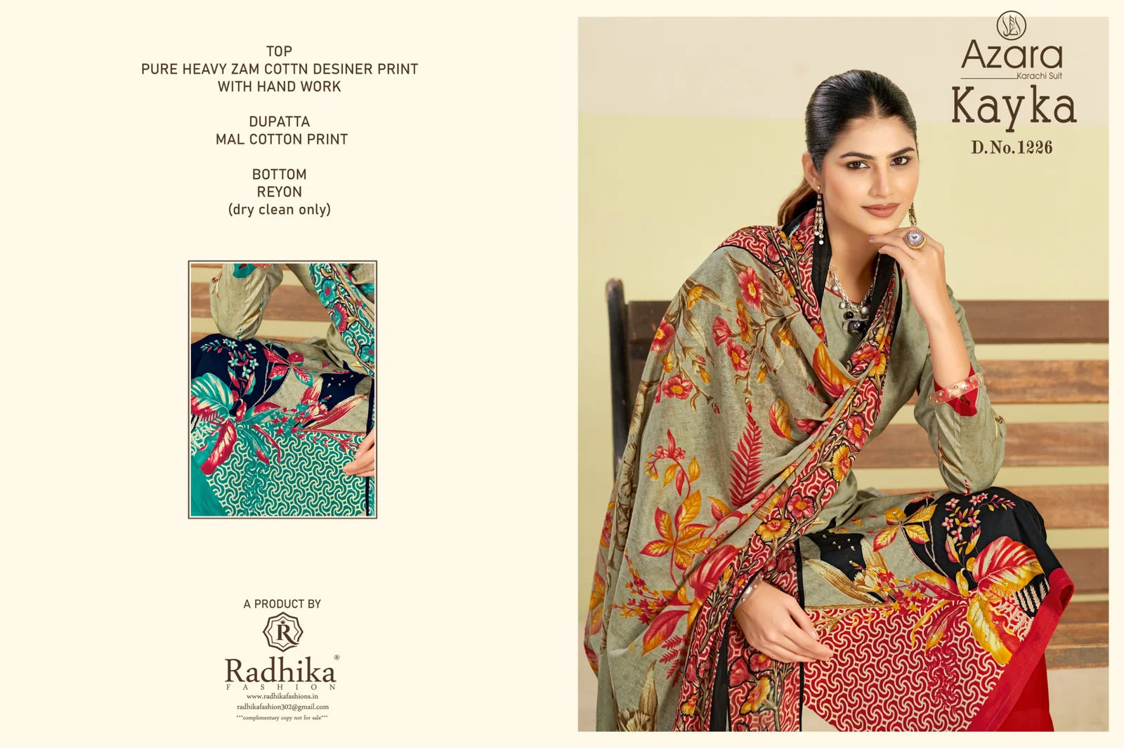 Radhika Azara Kayka 1226 A To D Zam Cottom Designer Printed Salwar Kameez