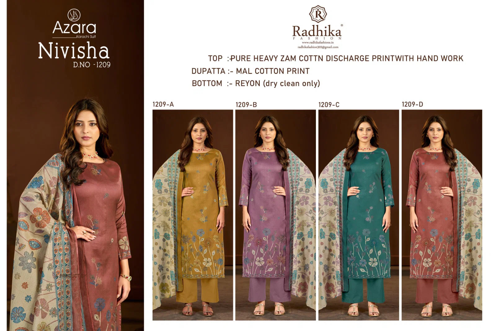 Radhika Azara Nivisha 1209 Pure Jaam Cotton Designer Printed Dress Material