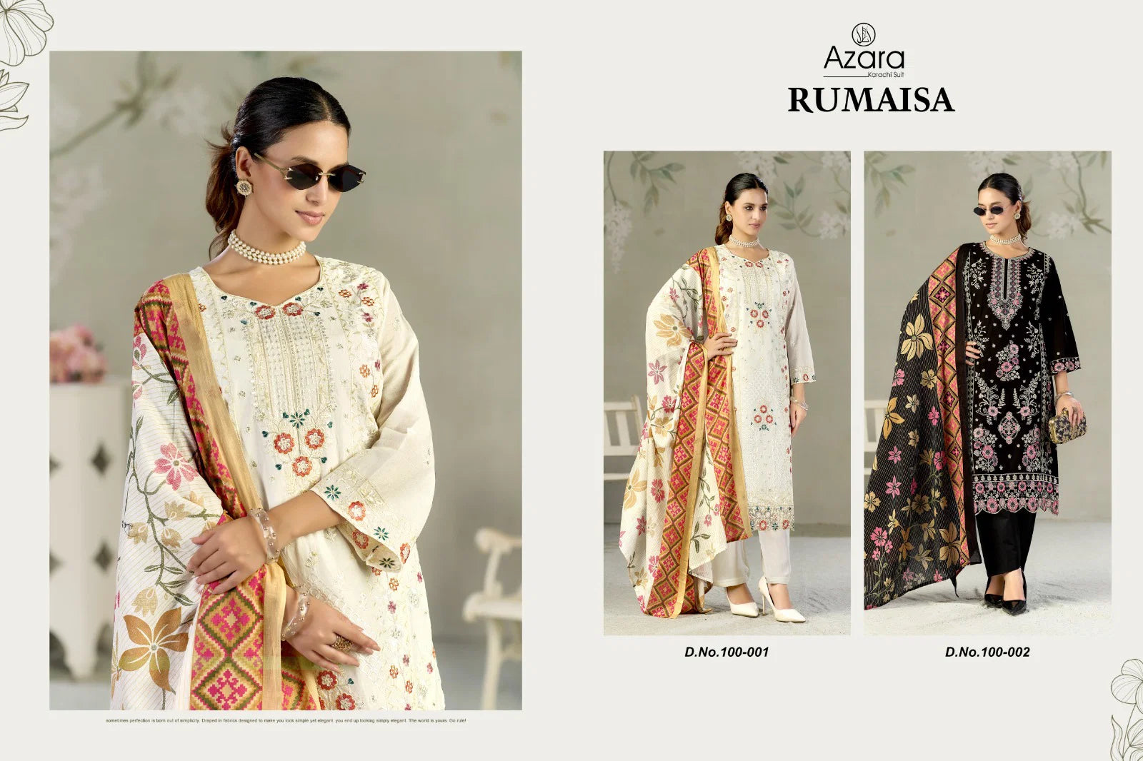 Radhika Azara Rumaisha Lawn Cotton Embroidered Dress Material