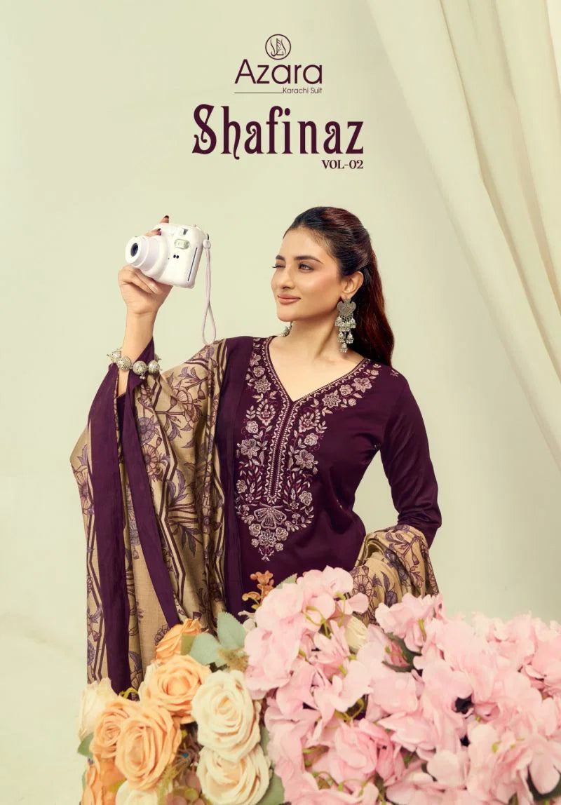Radhika Azara Shafinaz Vol 2 Jam Cotton Embroidered Salwar Kameez Collection