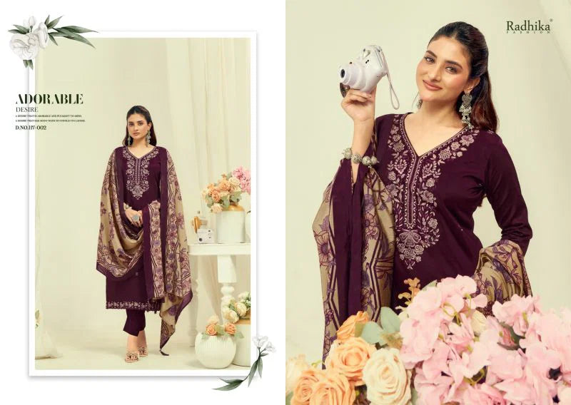 Radhika Azara Shafinaz Vol 2 Jam Cotton Embroidered Salwar Kameez Collection