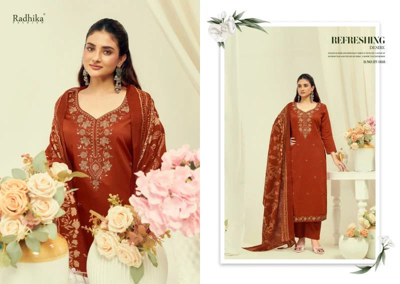 Radhika Azara Shafinaz Vol 2 Jam Cotton Embroidered Salwar Kameez Collection