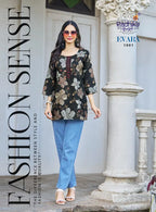 Radhika Evara Vol 1 Rayon Foil Printed Short Top Collection