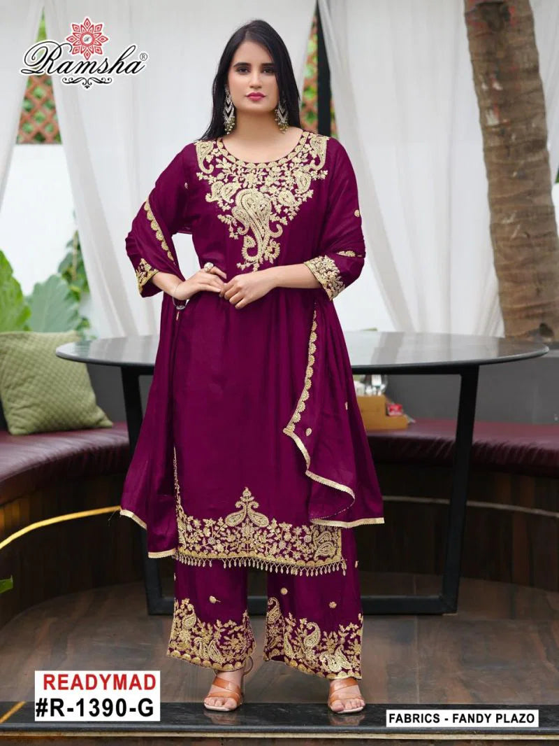 Ramsha R 1390 E To H Fandy With Embroidery Work Pakistani Salwar Kameez