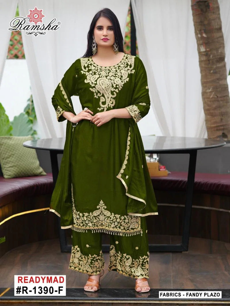 Ramsha R 1390 E To H Fandy With Embroidery Work Pakistani Salwar Kameez
