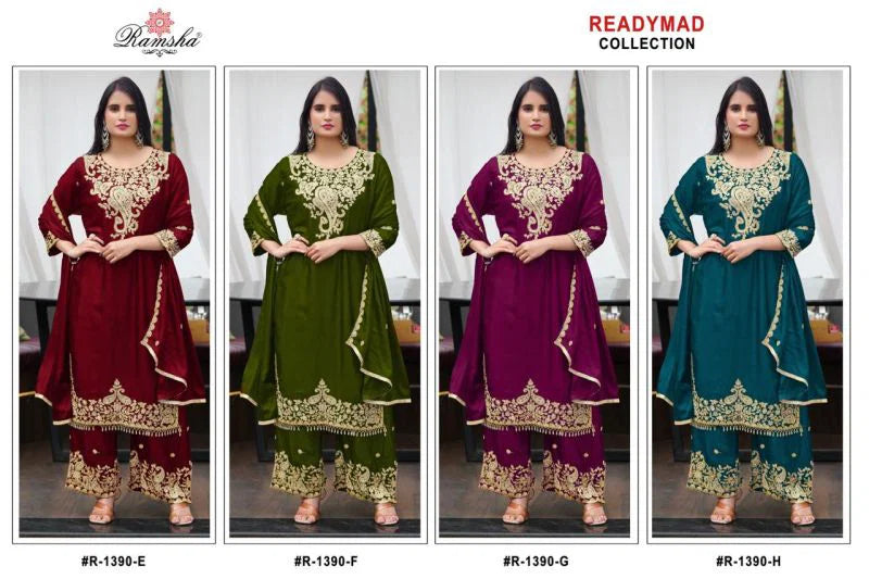 Ramsha R 1390 E To H Fandy With Embroidery Work Pakistani Salwar Kameez