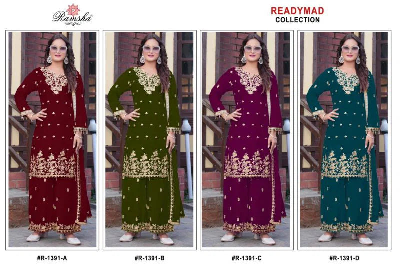 Ramsha R 1391 A To D Fandy With Embroidery Work Pakistani Salwar Kameez